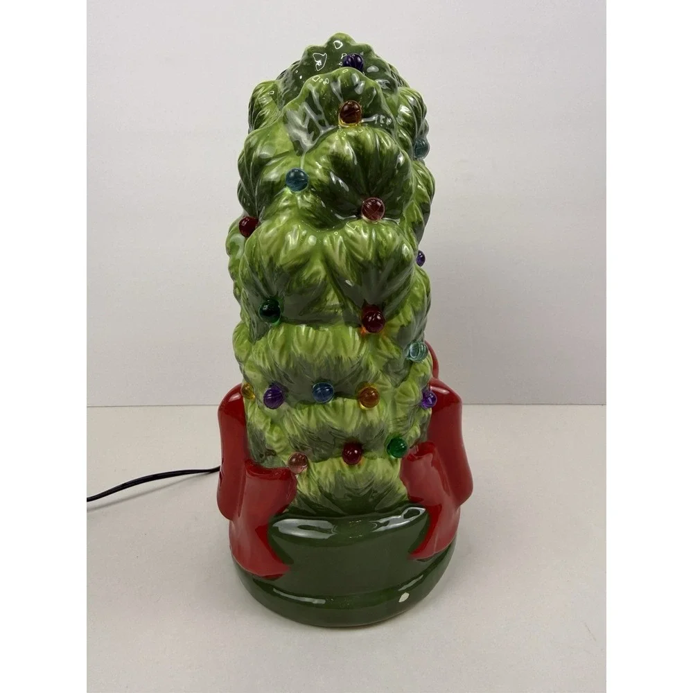 Vintage Green Ceramic Multi-color Lighted Mr. Christmas Wreath